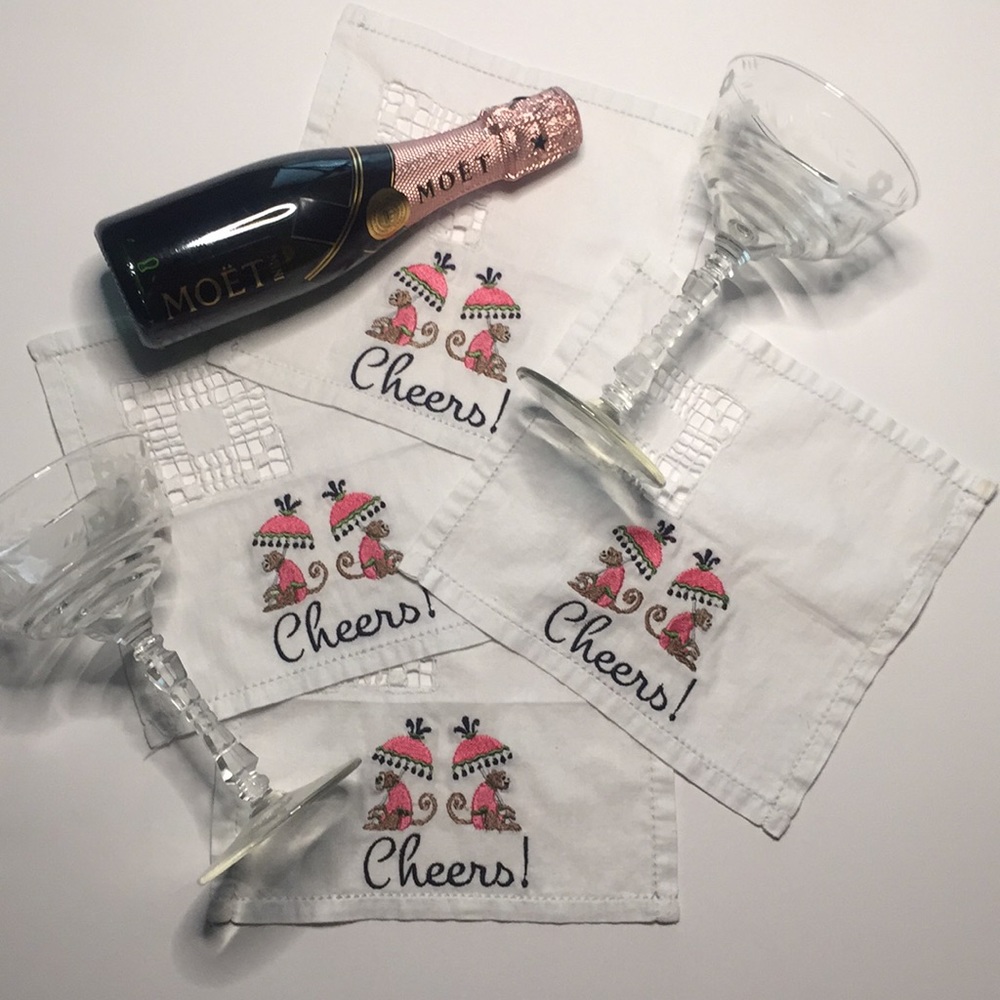 Embroidered Vintage Linen Coasters
